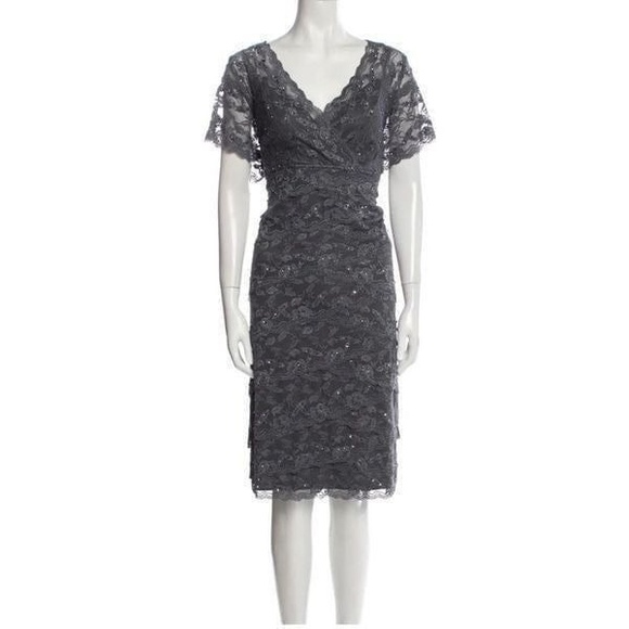 Marina Rinaldi V Neck Midi Length Dress Size 20 - Grey - NWT - Picture 1 of 12